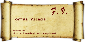 Forrai Vilmos névjegykártya